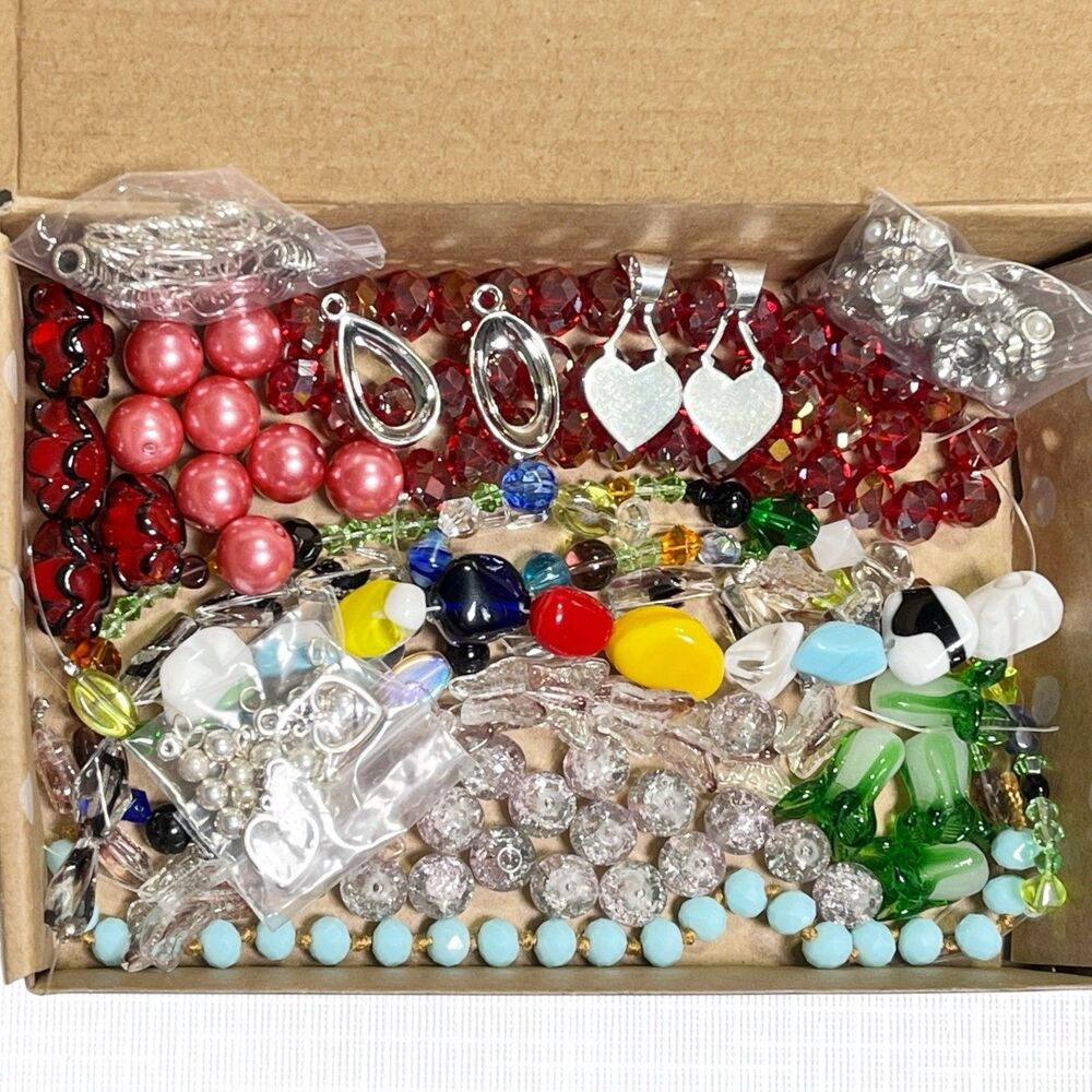 VTG to Now Lot Glass Beads Lampwork Faceted Crackle Metal Jewelry Supplies